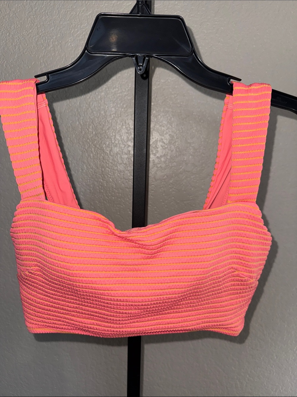 Lululemon Smocked Swim Top Hyper Strip Raspberry Cream Warm Apricot size 6
